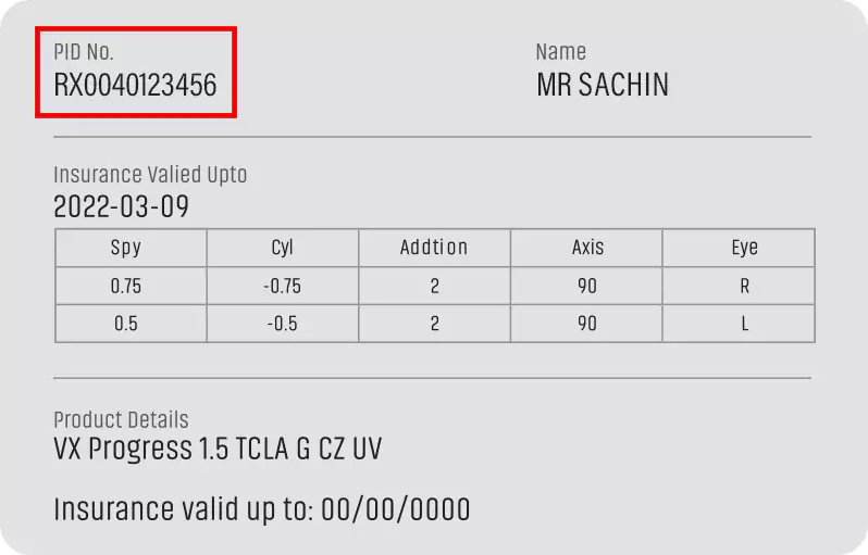 varilux sample card